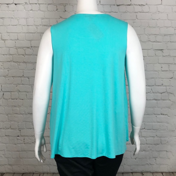 1X 3X 4X Alfani Lagoon Green Asymmetrical Tank Top - Picture 3 of 6